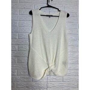 Marled Reunited Clothing Sweater Vest Womens Medium Ivory Excellent Twist Front